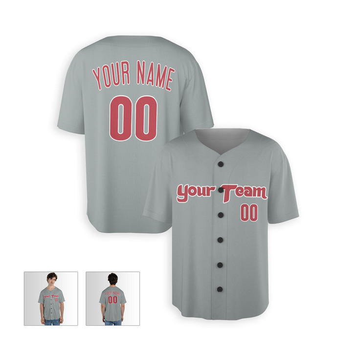 Personalized Men's Philadelphia Phillies Baseball Jersey Gray Away Style - Custom Team, Name & Number