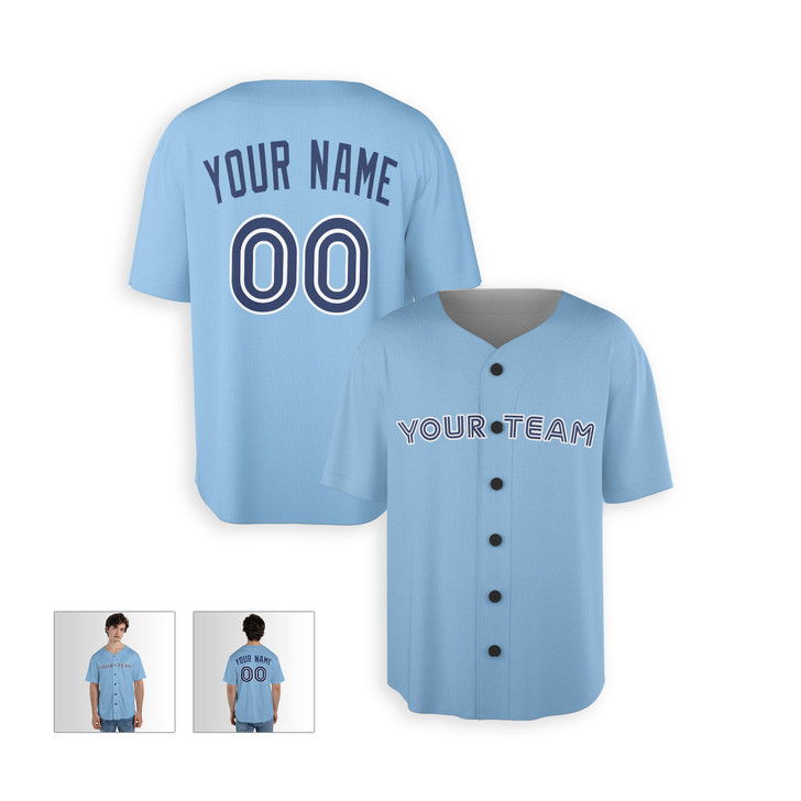 Personalized Men's Toronto Blue Jays Baseball Jersey Sky Blue Alternate Style - Custom Team, Name & Number