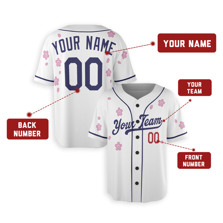 Personalized Men's Los Angeles Dodgers Baseball Jersey White Flowers Style - Custom Team, Name & Number