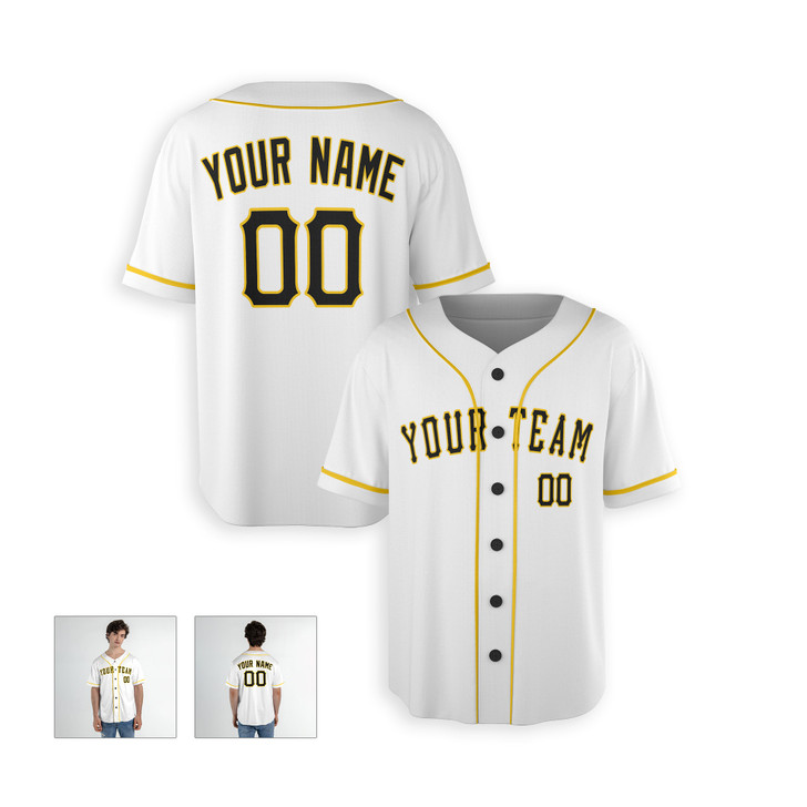 Personalized Men's Pittsburgh Pirates Baseball Jersey White Home Style - Custom Team, Name & Number