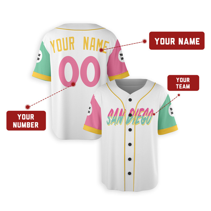 Personalized Men's San Diego Padres Baseball Jersey White City Style - Custom Logo, Name & Number