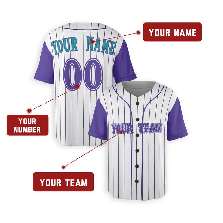 Personalized Men's Arizona Diamondbacks Baseball Jersey White Purple Heritage Style - Custom Team, Name & Number