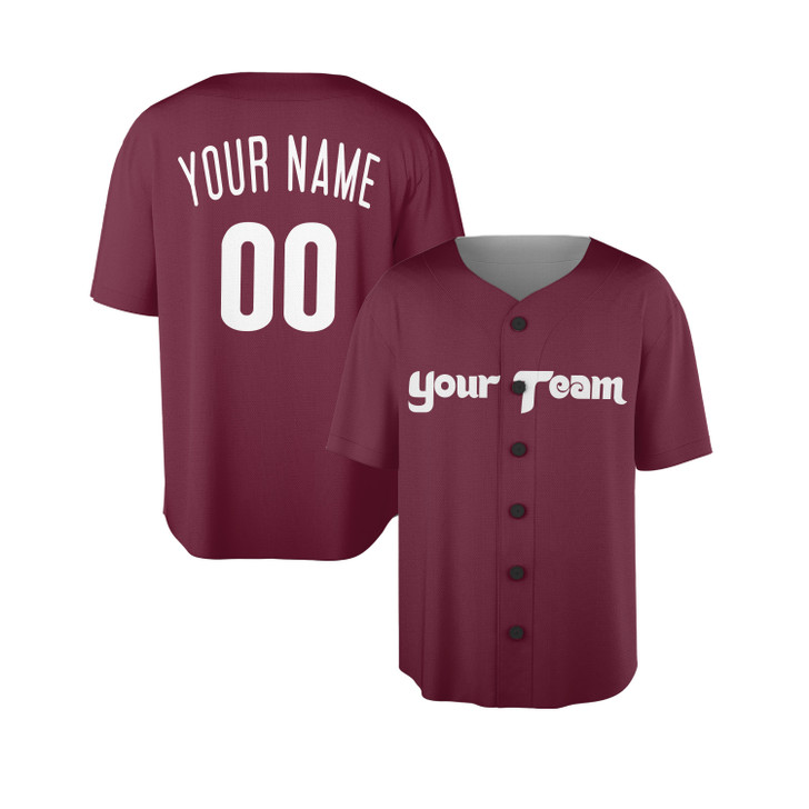 Personalized Men's Philadelphia Phillies Baseball Jersey Maroon Throwback Cooperstown Style - Custom Team, Name & Number