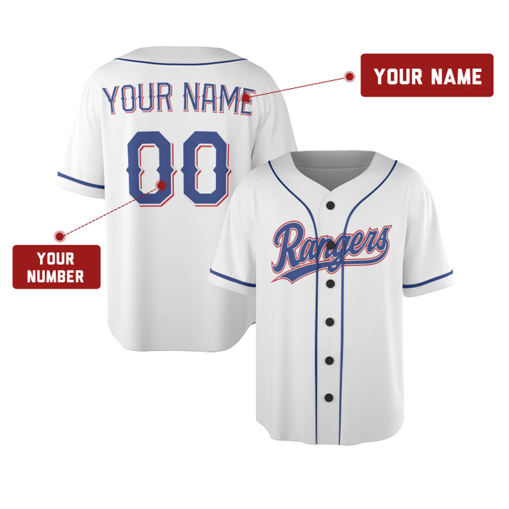 Personalized Men's Texas Rangers Baseball Jersey White Home Style - Custom Name & Number