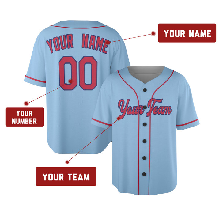 Personalized Men's St. Louis Cardinals Baseball Jersey Light Blue Alternate Style - Custom Team, Name & Number
