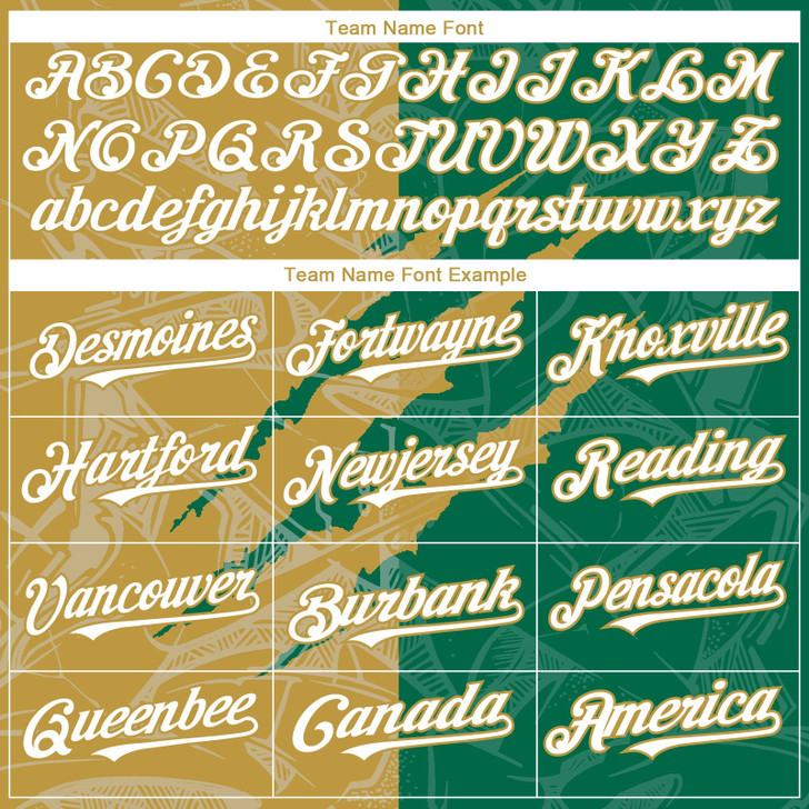 Personalized Baseball Jersey Graffiti Pattern Scratch - White Kelly Green Old Gold