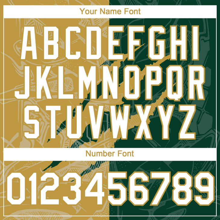 Personalized Baseball Jersey Graffiti Pattern Scratch - White Green Old Gold