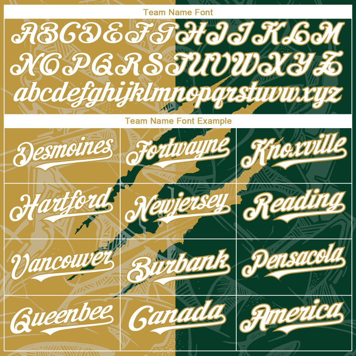 Personalized Baseball Jersey Graffiti Pattern Scratch - White Green Old Gold