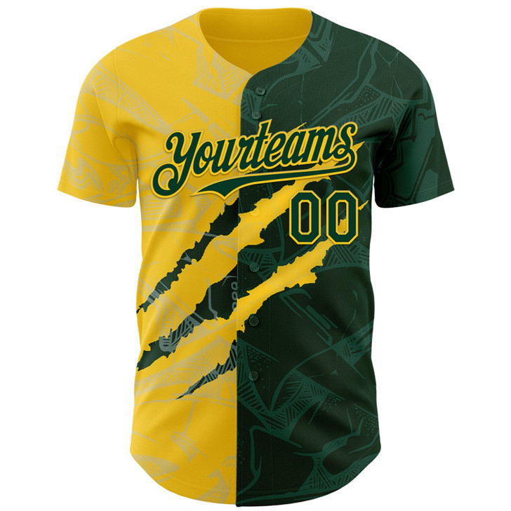 Personalized Baseball Jersey Graffiti Pattern Scratch - Green Yellow