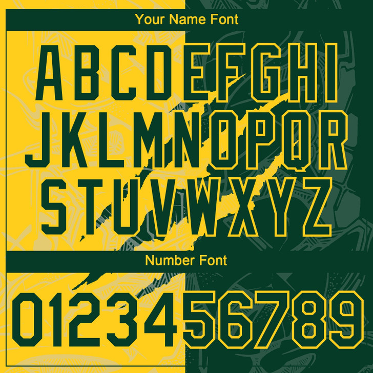 Personalized Baseball Jersey Graffiti Pattern Scratch - Green Yellow