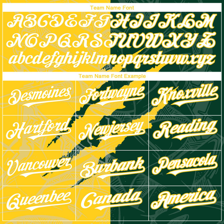 Personalized Baseball Jersey Graffiti Pattern Scratch - White Green Yellow
