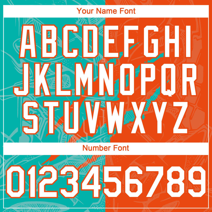 Personalized Baseball Jersey Graffiti Pattern 3D Scratch - White Orange Aqua