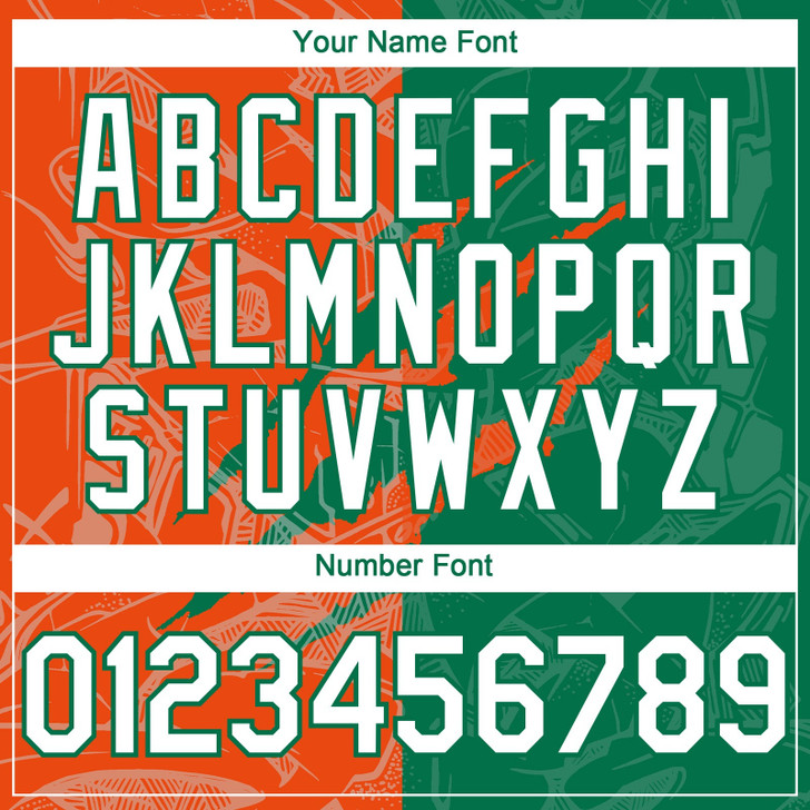 Personalized Baseball Jersey Graffiti Pattern Scratch - White Kelly Green Orange
