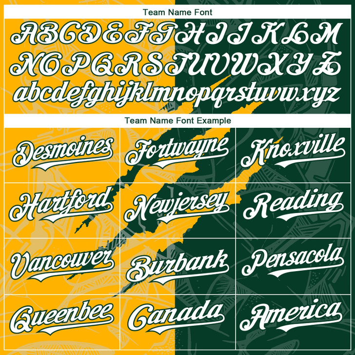Personalized Baseball Jersey Graffiti Pattern Scratch - White Green Gold