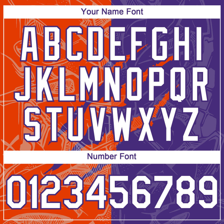 Personalized Baseball Jersey Graffiti Pattern 3D Scratch - White Purple Orange