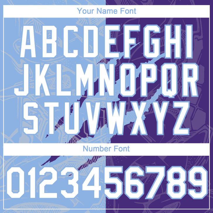 Personalized Baseball Jersey Graffiti Pattern Scratch - White Purple Light Blue