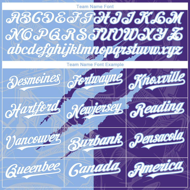 Personalized Baseball Jersey Graffiti Pattern Scratch - White Purple Light Blue