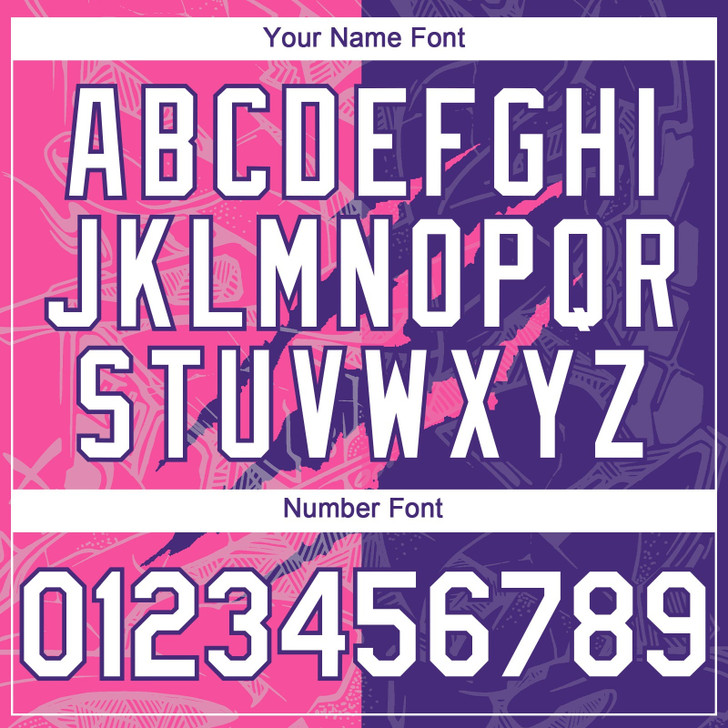 Personalized Baseball Jersey Graffiti Pattern Scratch - White Purple Pink