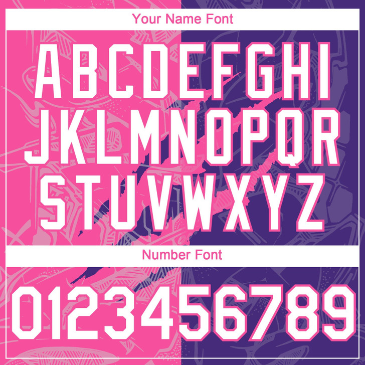 Personalized Baseball Jersey Graffiti Pattern 3D Scratch - White Purple Pink