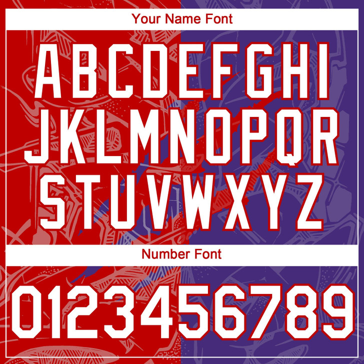 Personalized Baseball Jersey Graffiti Pattern Scratch - White Purple Red