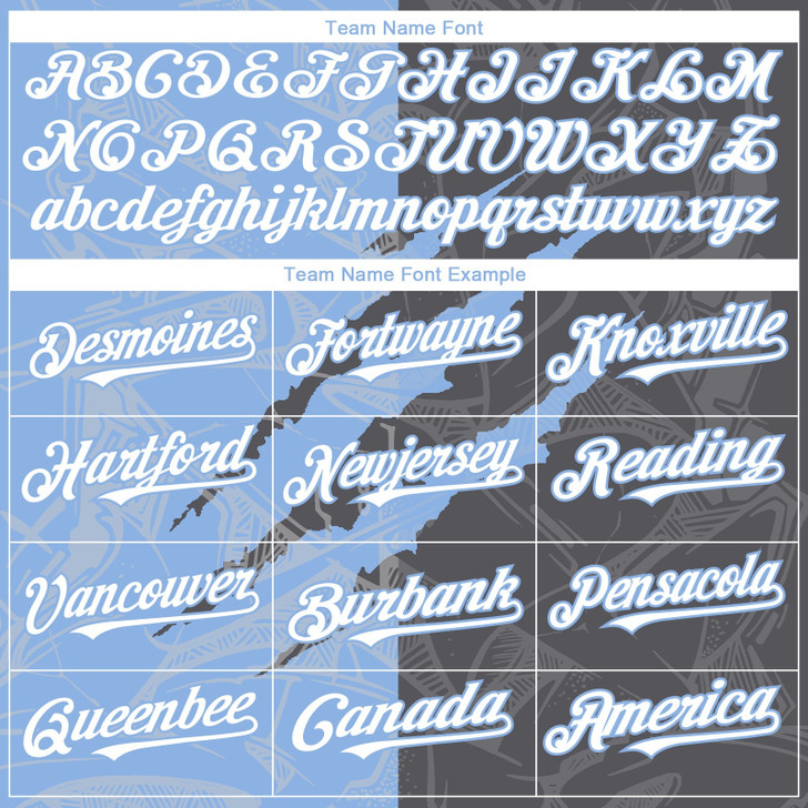 Personalized Baseball Jersey Graffiti Pattern Scratch - White Steel Gray Light Blue