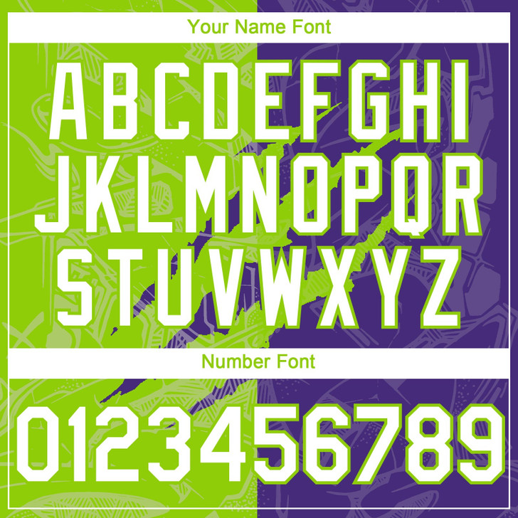 Personalized Baseball Jersey Graffiti Pattern Scratch - White Purple Neon Green