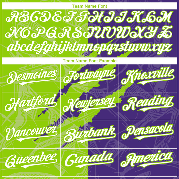 Personalized Baseball Jersey Graffiti Pattern Scratch - White Purple Neon Green