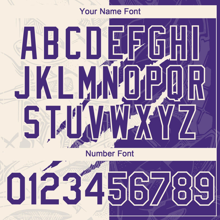 Personalized Baseball Jersey Graffiti Pattern Scratch - Purple Cream
