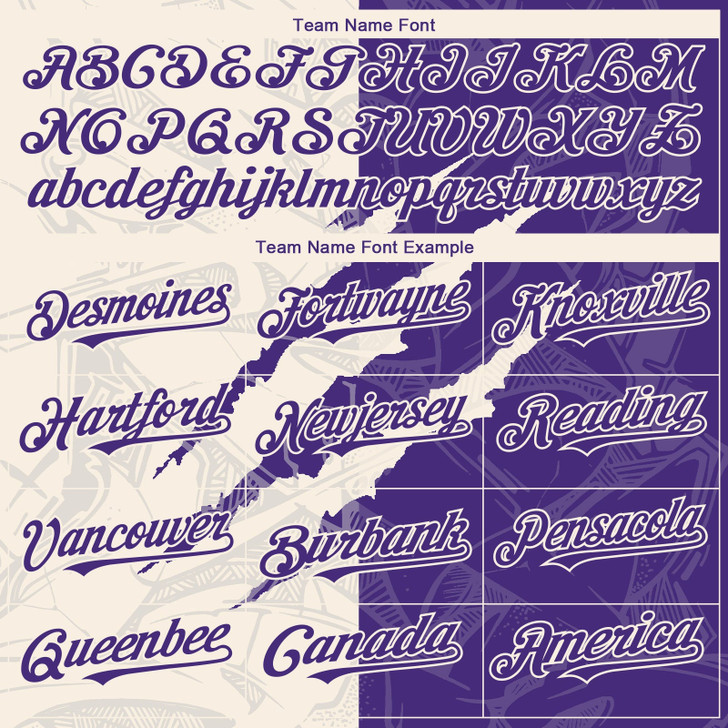 Personalized Baseball Jersey Graffiti Pattern Scratch - Purple Cream