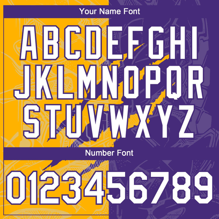 Personalized Baseball Jersey Graffiti Pattern Scratch - White Purple Gold