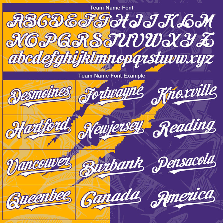 Personalized Baseball Jersey Graffiti Pattern Scratch - White Purple Gold