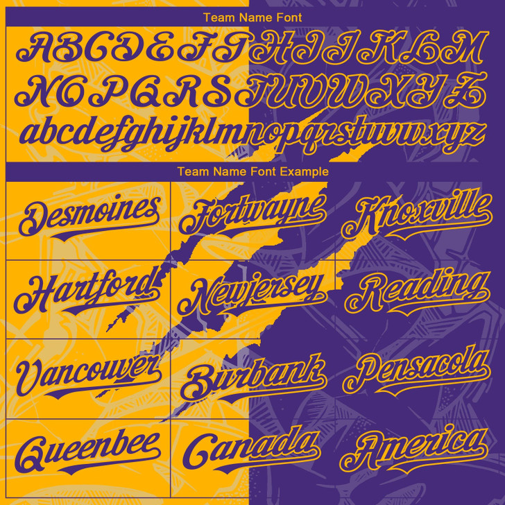 Personalized Baseball Jersey Graffiti Pattern Scratch - Purple Gold
