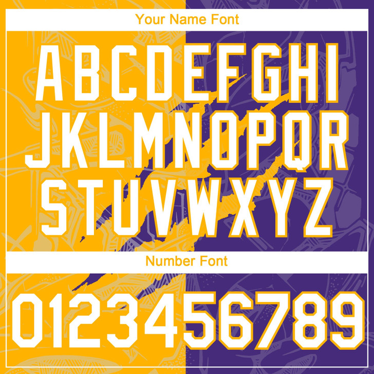 Personalized Baseball Jersey Graffiti 3D Pattern Scratch - White Purple Gold