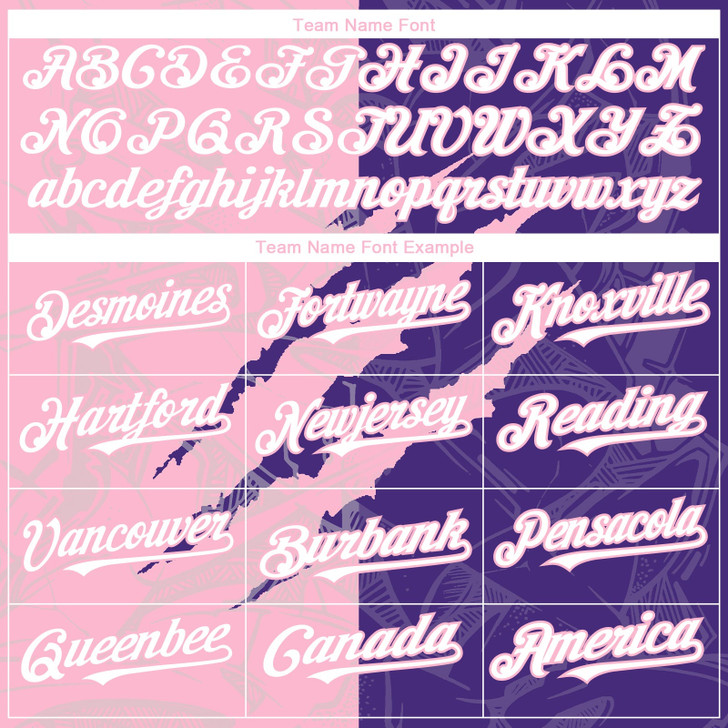 Personalized Baseball Jersey Graffiti Pattern Scratch - White Purple Light Pink