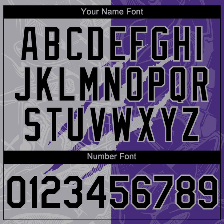 Personalized Baseball Jersey Graffiti Pattern Scratch - Black Purple Gray