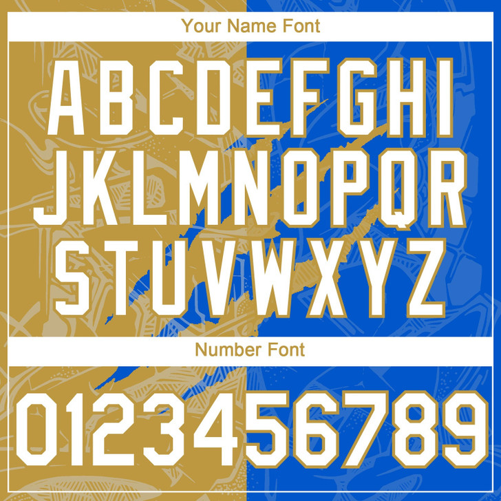 Personalized Baseball Jersey Graffiti Pattern Scratch - White Thunder Blue Old Gold
