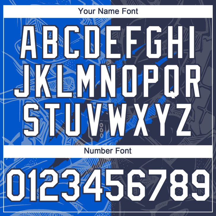 Personalized Baseball Jersey Graffiti Pattern Scratch - White Navy Thunder Blue