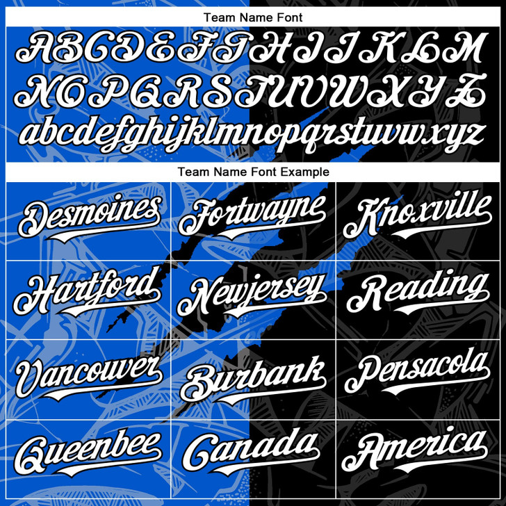 Personalized Baseball Jersey Graffiti Pattern Scratch - White Black Thunder Blue