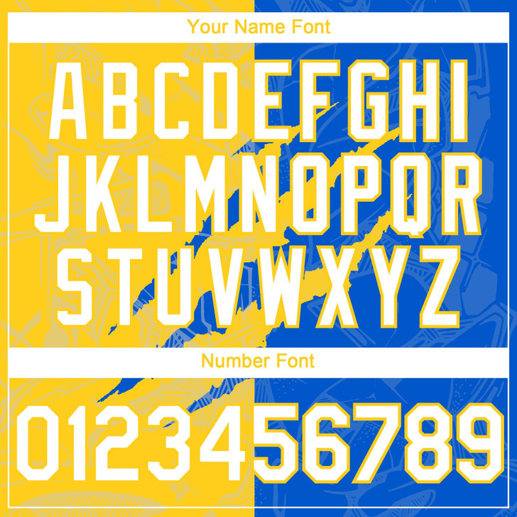Personalized Baseball Jersey Graffiti Pattern Scratch - White Thunder Blue Yellow
