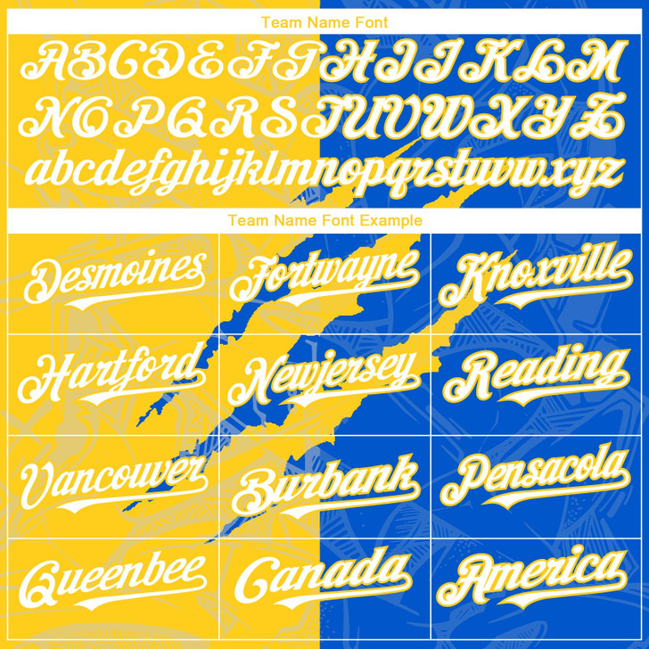 Personalized Baseball Jersey Graffiti Pattern Scratch - White Thunder Blue Yellow