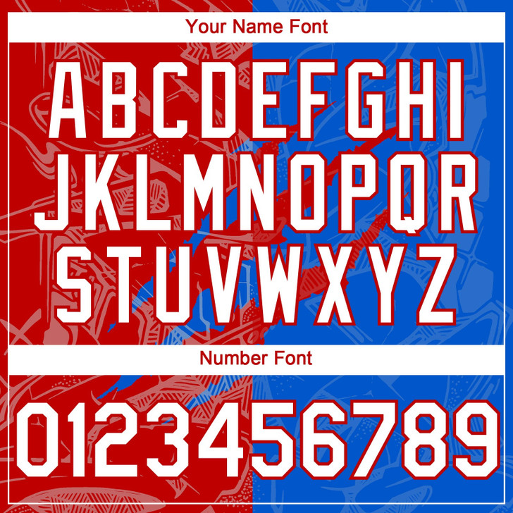 Personalized Baseball Jersey Graffiti Pattern Scratch - White Thunder Blue Red