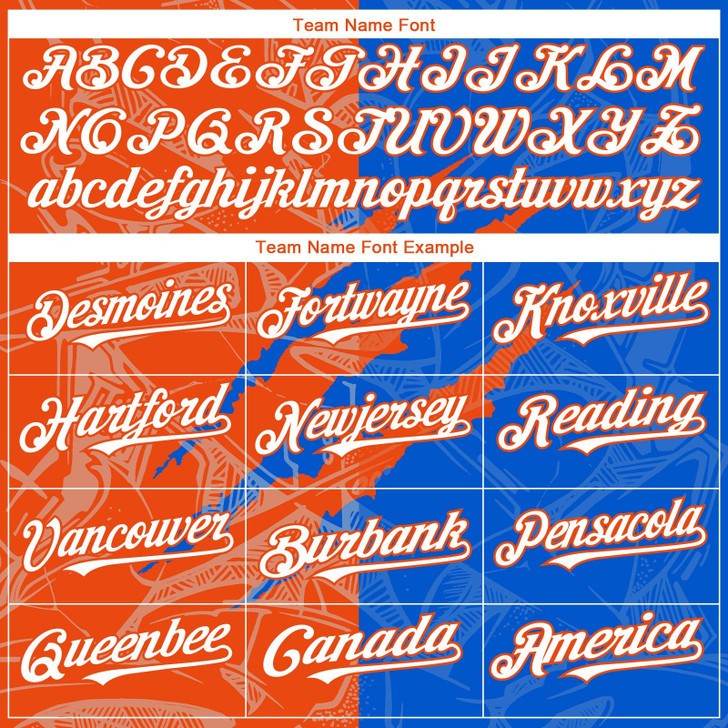 Personalized Baseball Jersey Graffiti Pattern Scratch - White Thunder Blue Orange