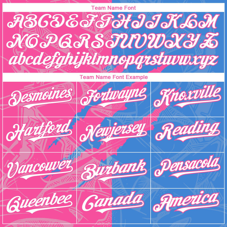 Personalized Baseball Jersey Graffiti Pattern Scratch - White Electric Blue Pink