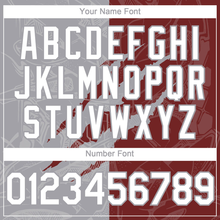 Personalized Baseball Jersey Graffiti Pattern Scratch - White Burgundy Gray