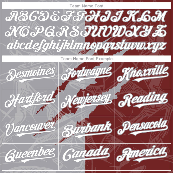 Personalized Baseball Jersey Graffiti Pattern Scratch - White Burgundy Gray