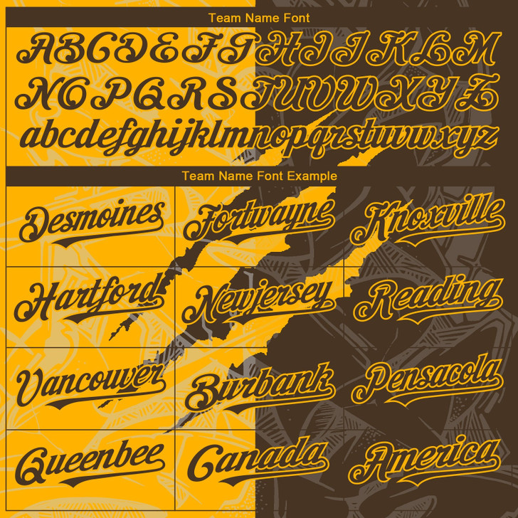 Personalized Baseball Jersey Graffiti Pattern Scratch - Brown Gold