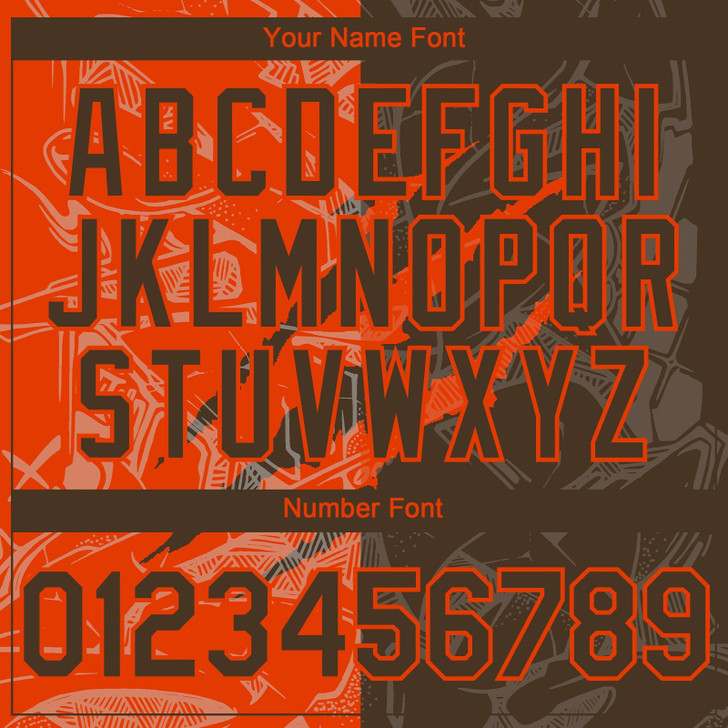 Personalized Baseball Jersey Graffiti Pattern Scratch - Brown Orange