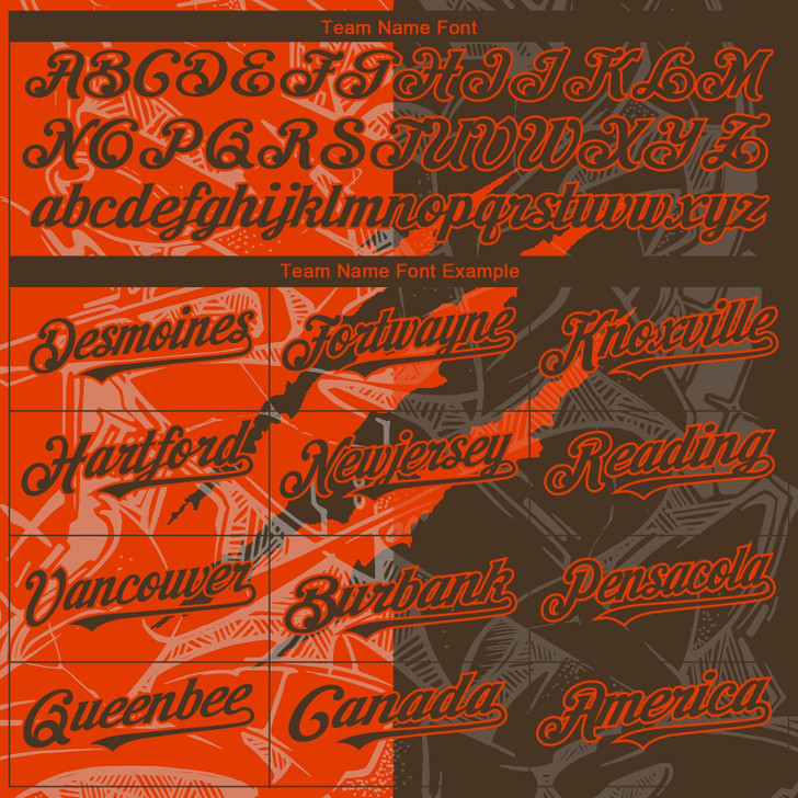 Personalized Baseball Jersey Graffiti Pattern Scratch - Brown Orange