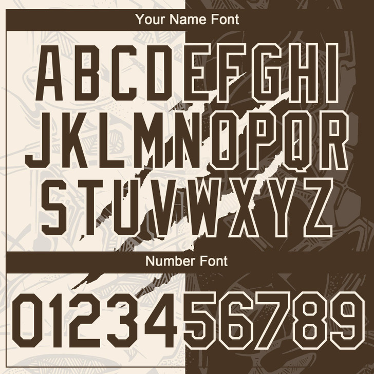 Personalized Baseball Jersey Graffiti Pattern Scratch - Brown Cream