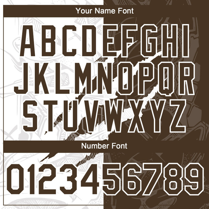 Personalized Baseball Jersey Graffiti Pattern Scratch - Brown White